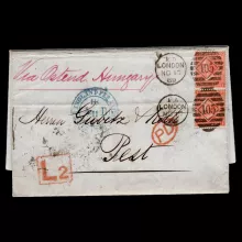 Michel 24 - Used cover from England to Hungary 1869